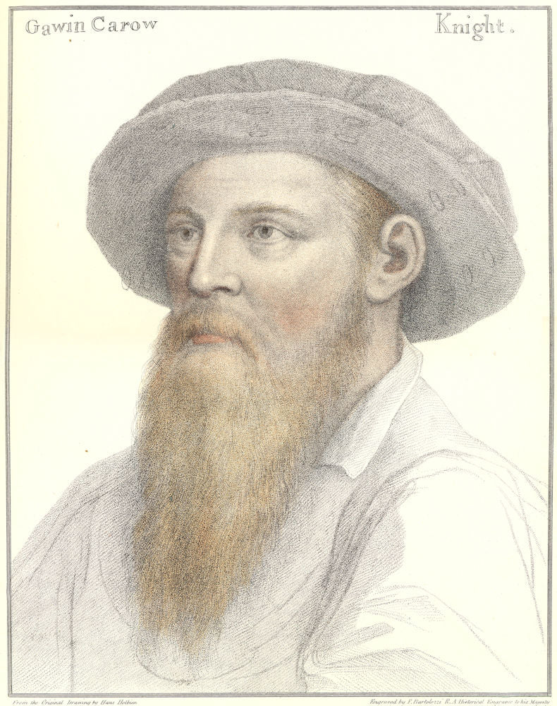 Sir Gawain Carew by Bartolozzi after Holbein. Henry VIII's court 1884 print